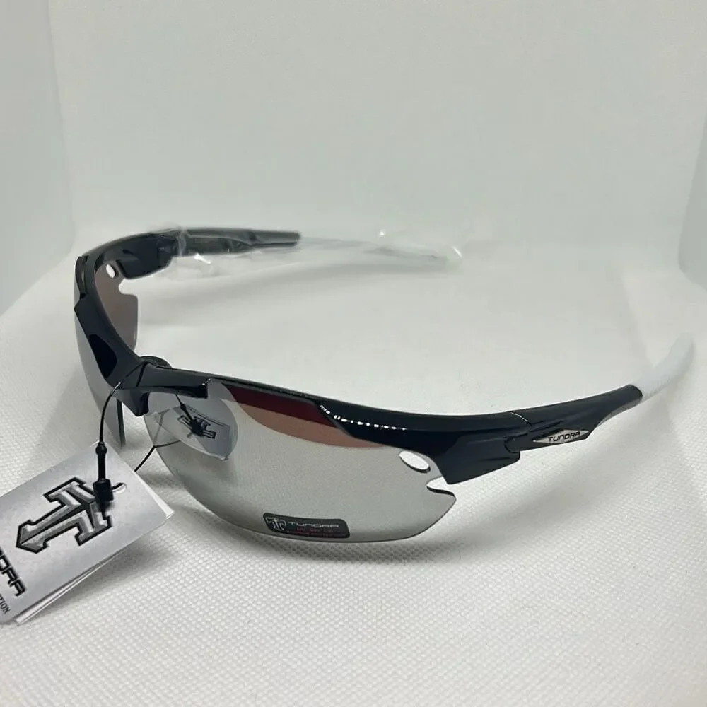Tundra Mens Semi Rimless Mirrored Wrap Sunglasses